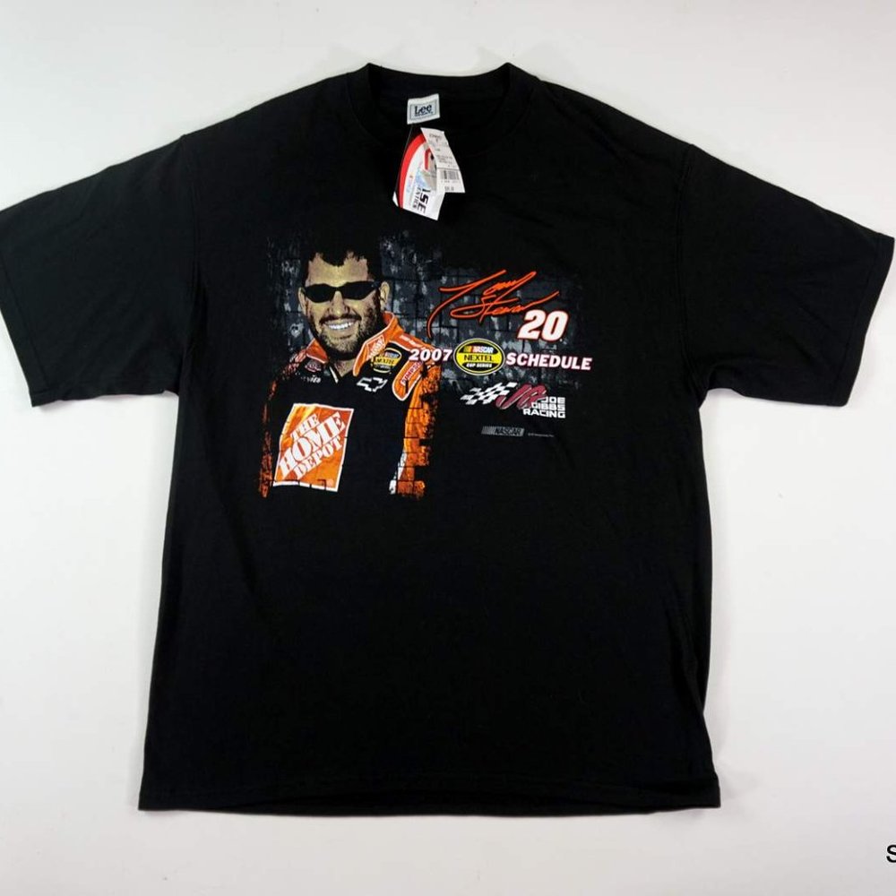Vintage Tony Stewart Black Lee T-shirt 2007 Nextel Schedule Size XL NWT Black